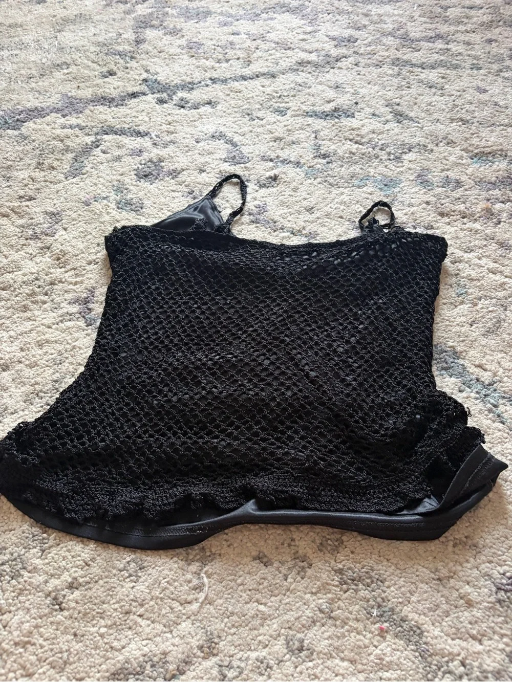 Y2K Seductions Crochet Rayon Black Tank - Picture 3 of 5